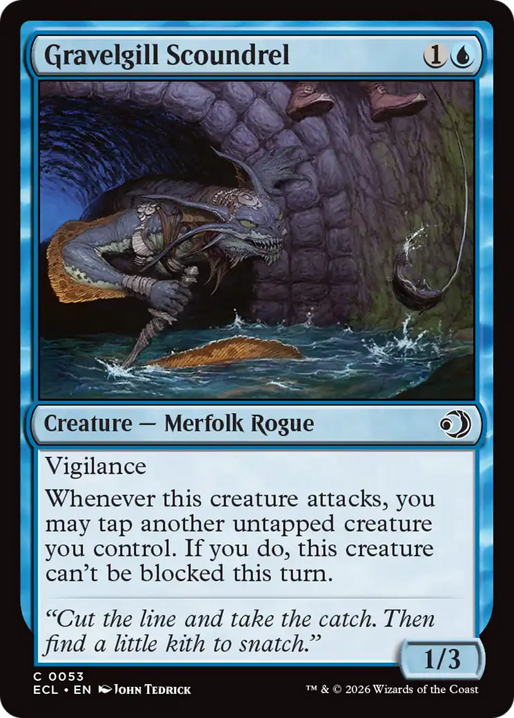 Gravelgill Scoundrel - Common Creature — Merfolk Rogue card from Lorwyn Eclipsed