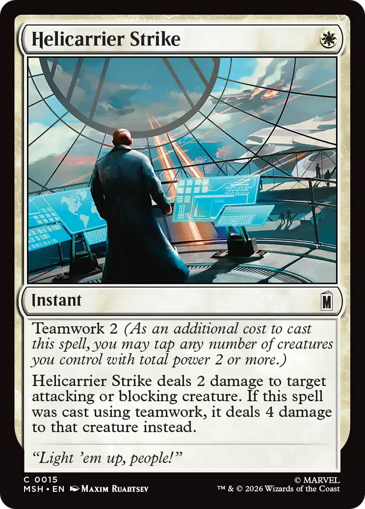 Helicarrier Strike - Common Instant card from Marvel Super Heroes