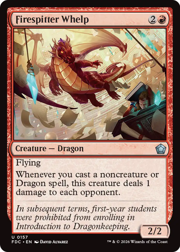 Firespitter Whelp - Uncommon Creature — Dragon card from Foundations Commander