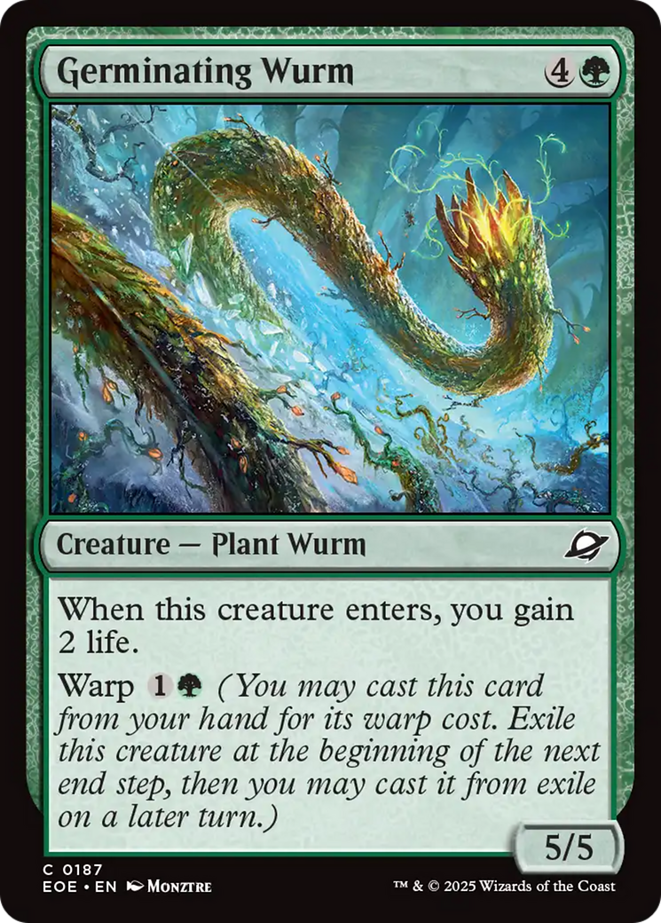 Germinating Wurm - Common Creature — Plant Wurm card from Edge of Eternities