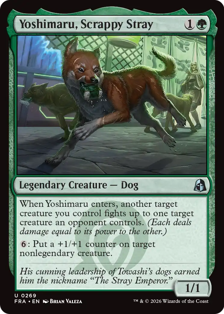 Yoshimaru, Scrappy Stray - Uncommon Legendary Creature — Dog card from Reality Fracture
