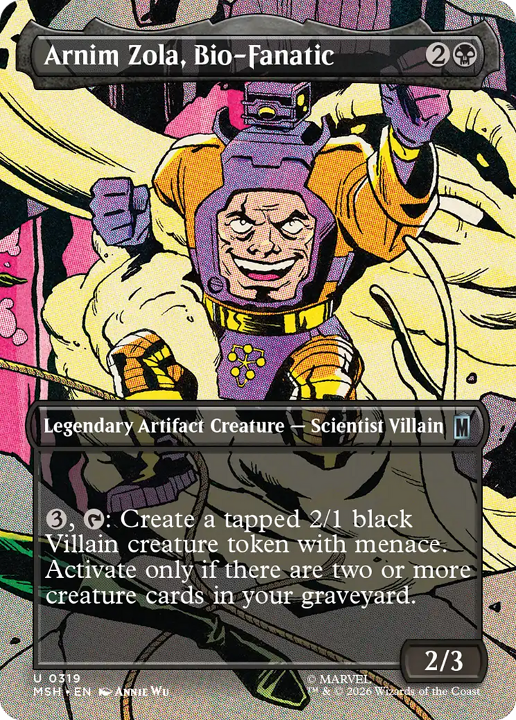 Arnim Zola, Bio-Fanatic - Uncommon Legendary Artifact Creature — Scientist Villain card from Marvel Super Heroes
