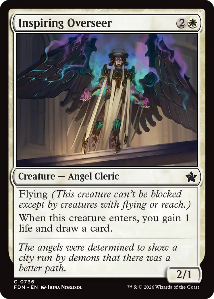 Inspiring Overseer - Common Creature — Angel Cleric card from Foundations