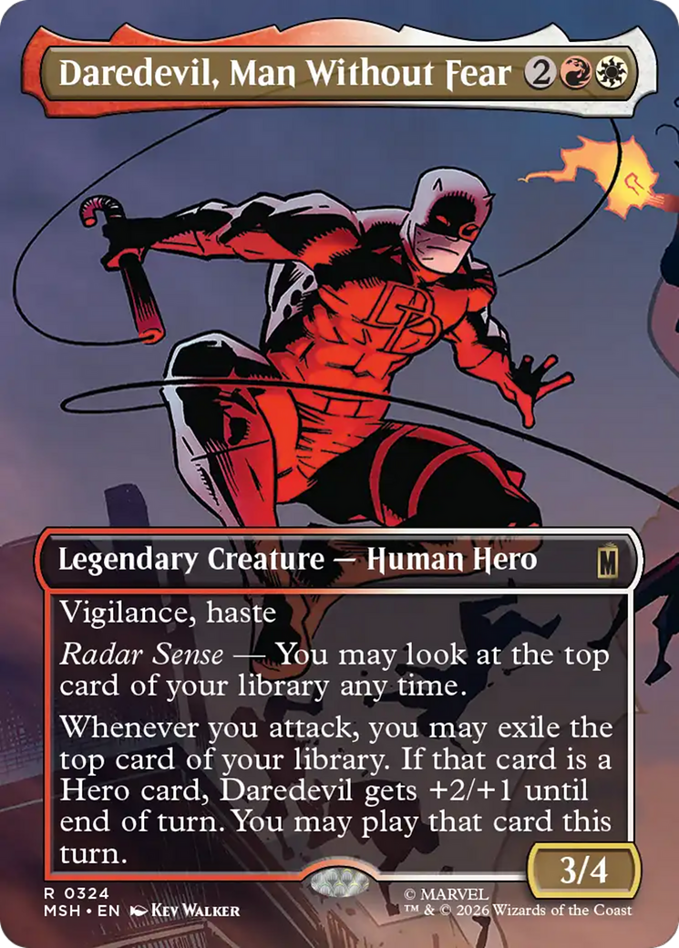 Daredevil, Man Without Fear - Rare Legendary Creature — Human Hero card from Marvel Super Heroes