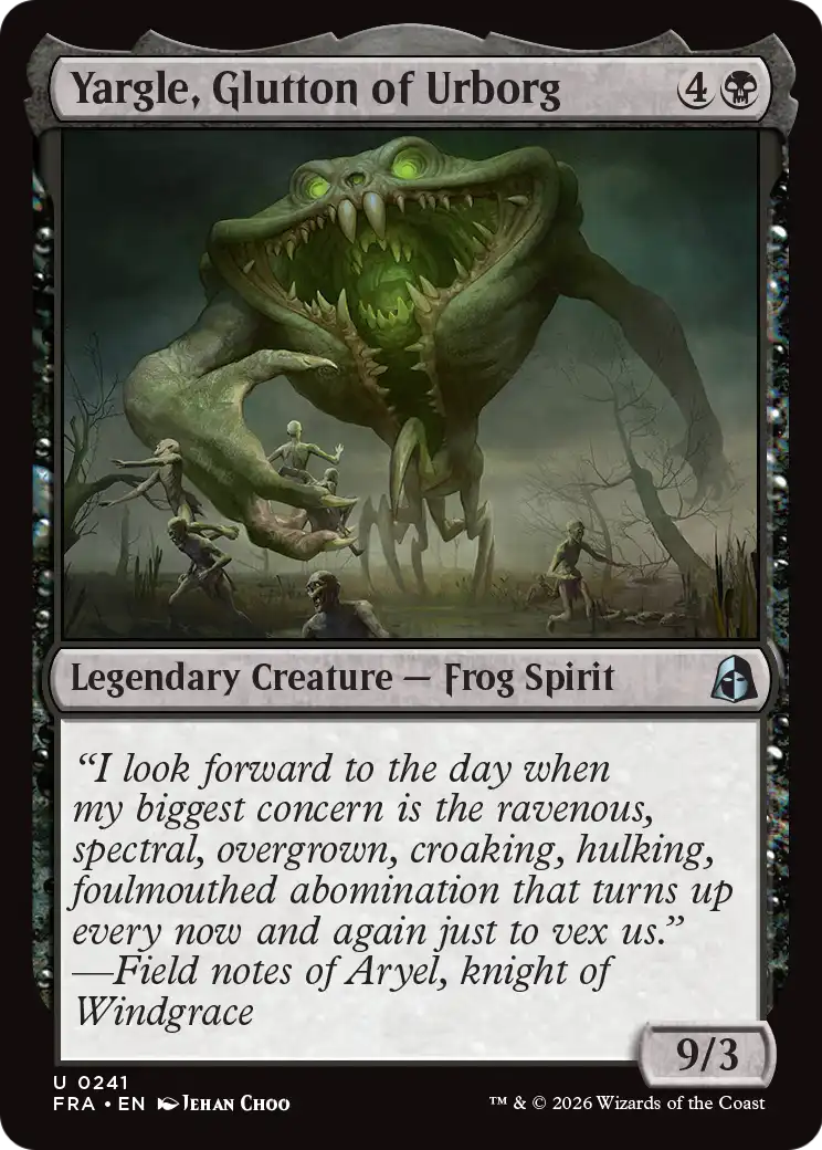 Yargle, Glutton of Urborg - Uncommon Legendary Creature — Frog Spirit card from Reality Fracture