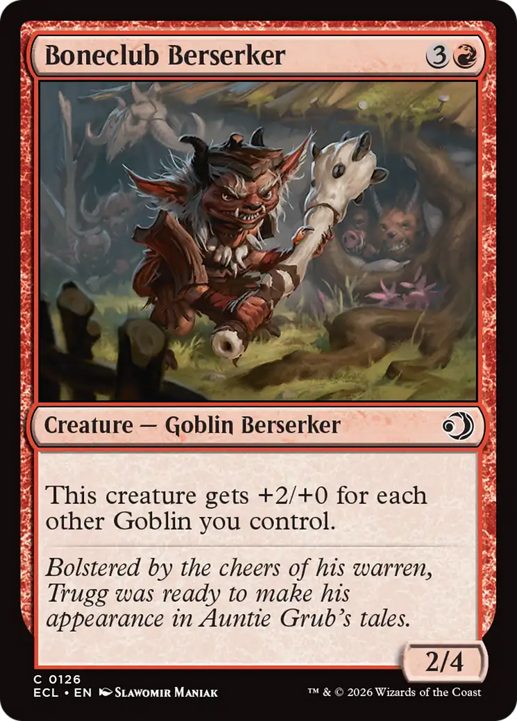 Boneclub Berserker - Common Creature — Goblin Berserker card from Lorwyn Eclipsed