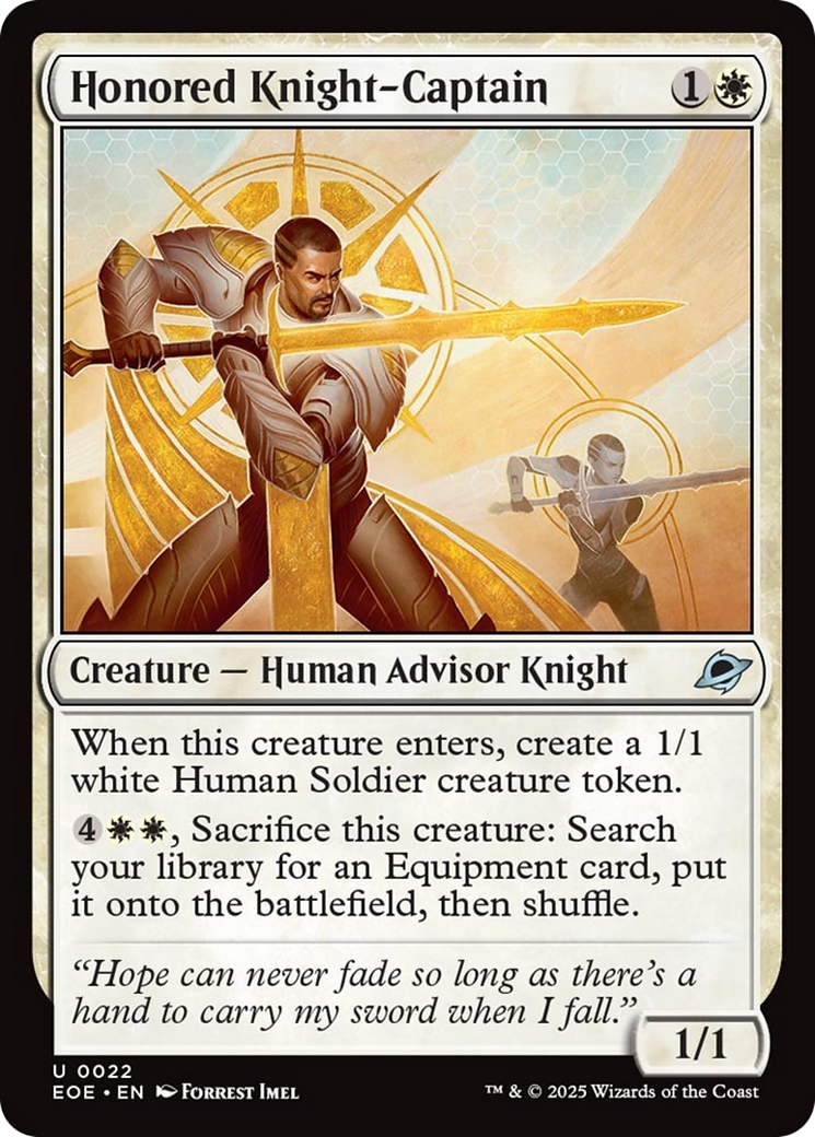 Honored Knight-Captain - Uncommon Creature — Human Advisor Knight card from Edge of Eternities