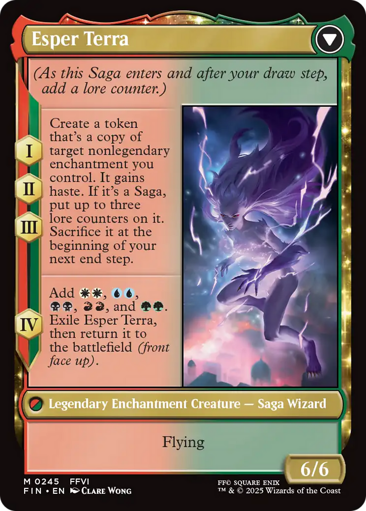 Back face of Terra, Magical Adept // Esper Terra - Legendary Enchantment Creature — Saga Wizard card