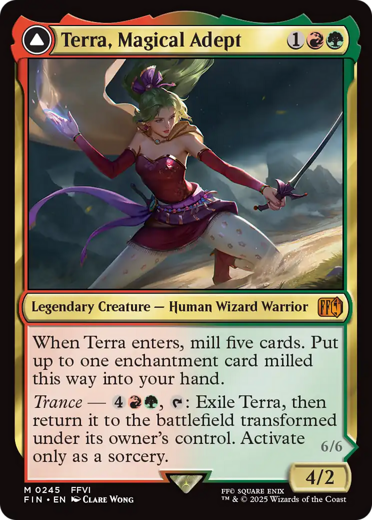 Terra, Magical Adept // Esper Terra - Mythic Legendary Enchantment Creature — Saga Wizard card from Final Fantasy