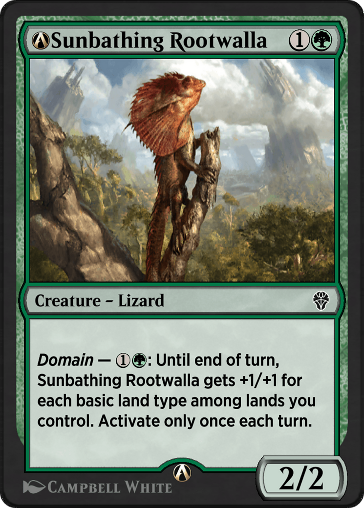 A-Sunbathing Rootwalla - Common Creature — Lizard card from Dominaria United