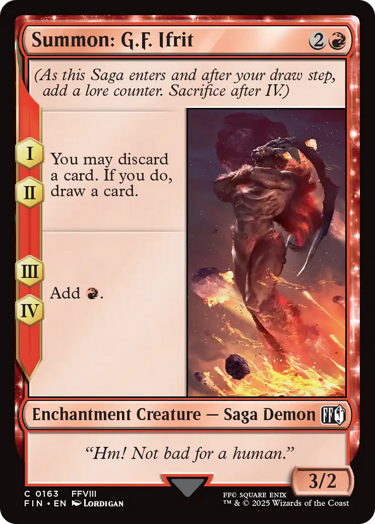 Summon: G.F. Ifrit - Common Enchantment Creature — Saga Demon card from Final Fantasy