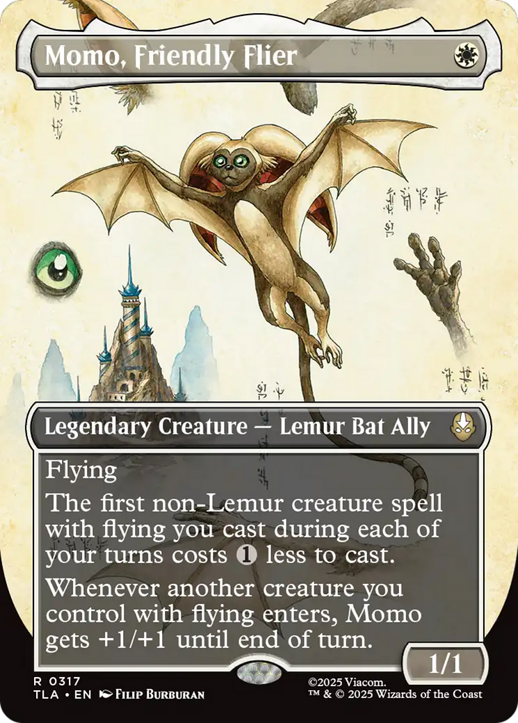 Momo, Friendly Flier - Rare Legendary Creature — Lemur Bat Ally card from Avatar: The Last Airbender
