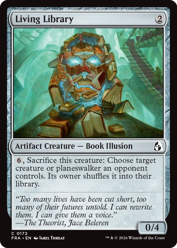 Living Library - Common Artifact Creature — Book Illusion card from Reality Fracture