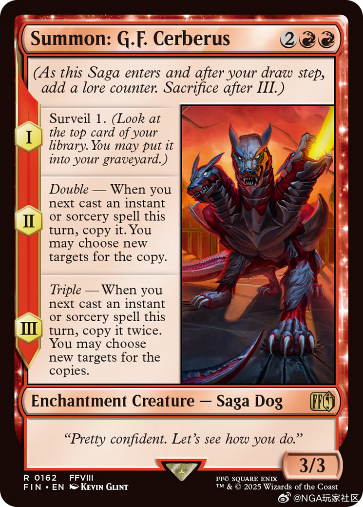 Summon: G.F. Cerberus - Rare Enchantment Creature — Saga Dog card from Final Fantasy