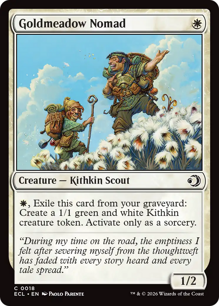 Goldmeadow Nomad - Common Creature — Kithkin Scout card from Lorwyn Eclipsed