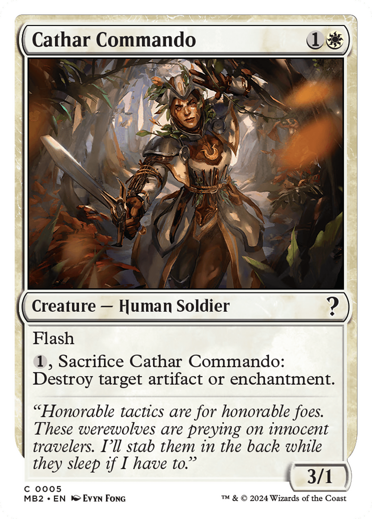 Cathar Commando - Common Creature — Human Soldier card from Mystery Booster 2