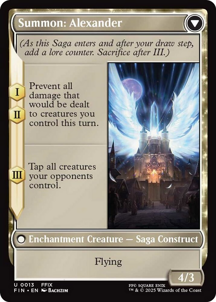 Back face of Crystal Fragments // Summon: Alexander - Enchantment Creature — Saga Construct card