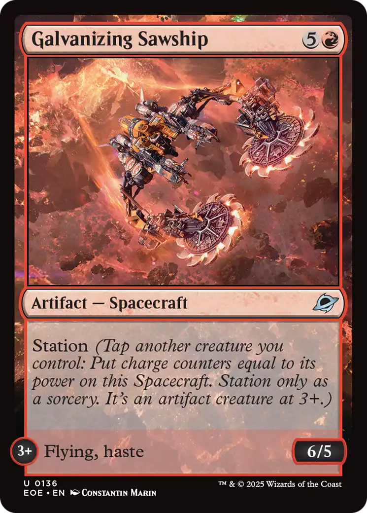 Galvanizing Sawship - Uncommon Artifact — Spacecraft card from Edge of Eternities