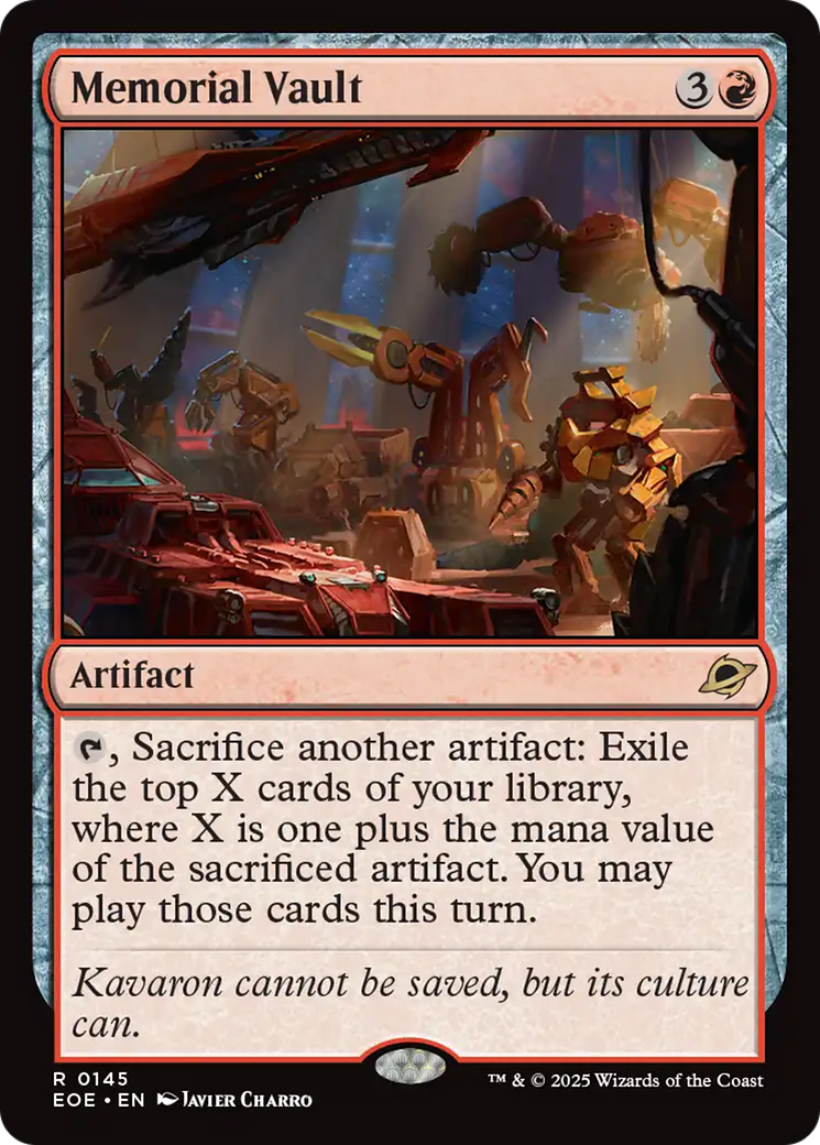 Memorial Vault - Rare Artifact card from Edge of Eternities