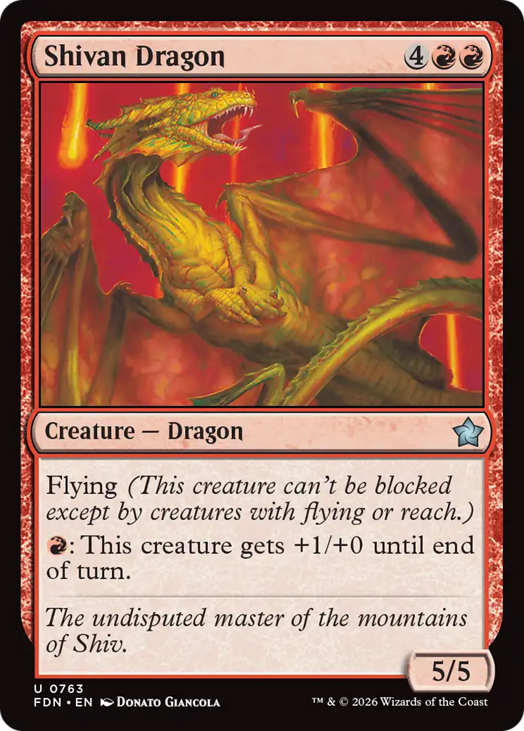 Shivan Dragon - Uncommon Creature — Dragon card from Foundations