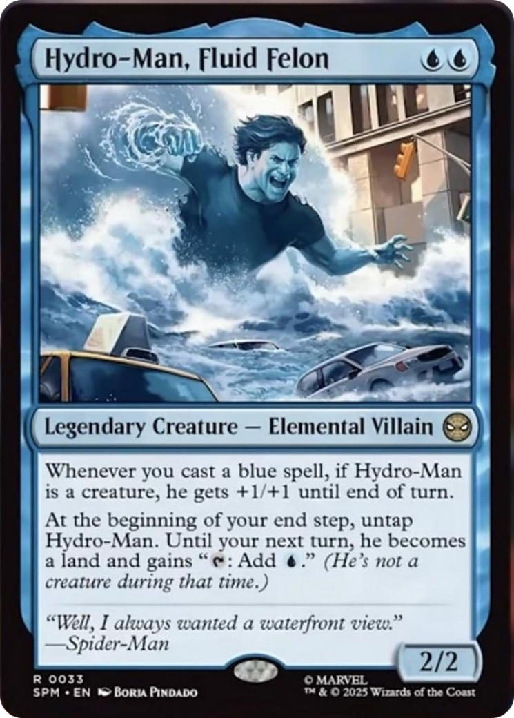 Hydro-Man, Fluid Felon - Rare Legendary Creature — Elemental Villain card from Marvel's Spider-Man