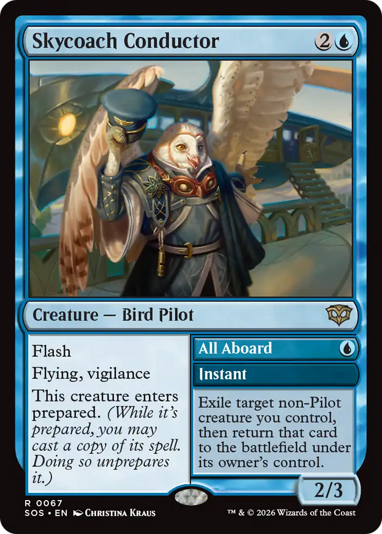 Skycoach Conductor // All Aboard - Rare Creature — Bird Pilot card from Secrets of Strixhaven