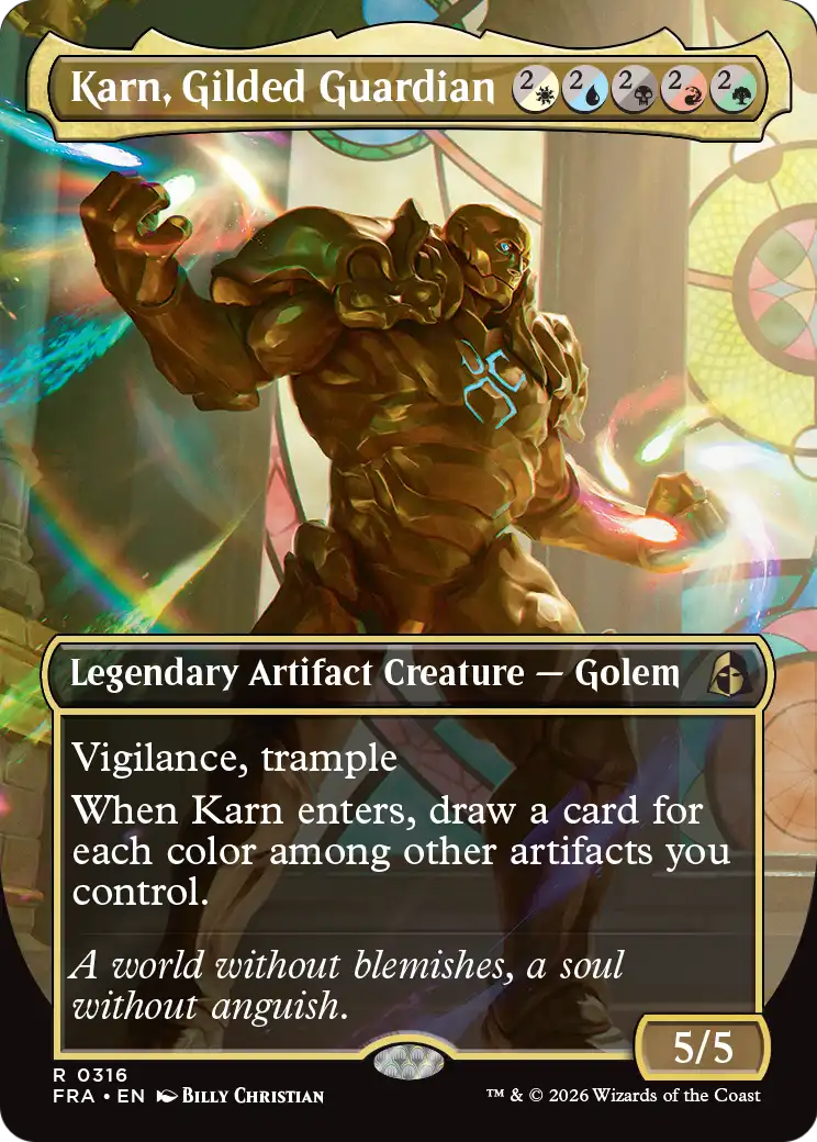 Karn, Gilded Guardian - Rare Legendary Artifact Creature — Golem card from Reality Fracture