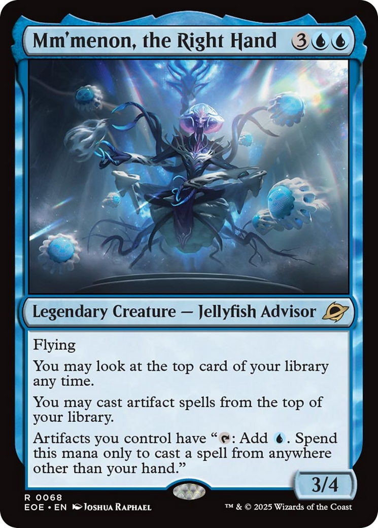 Mm'menon, the Right Hand - Rare Legendary Creature — Jellyfish Advisor card from Edge of Eternities