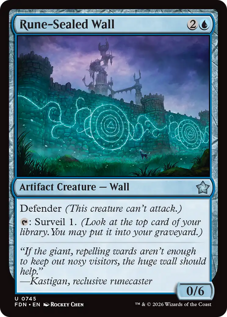 Rune-Sealed Wall - Uncommon Artifact Creature — Wall card from Foundations