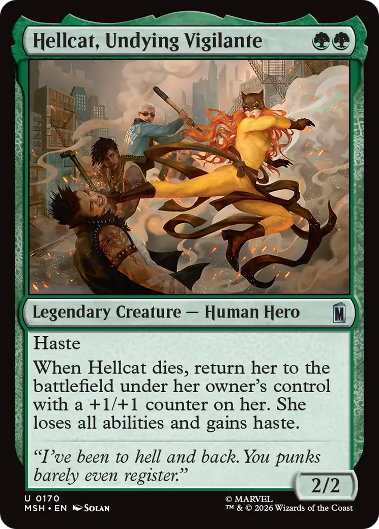 Hellcat, Undying Vigilante - Uncommon Legendary Creature — Human Hero card from Marvel Super Heroes