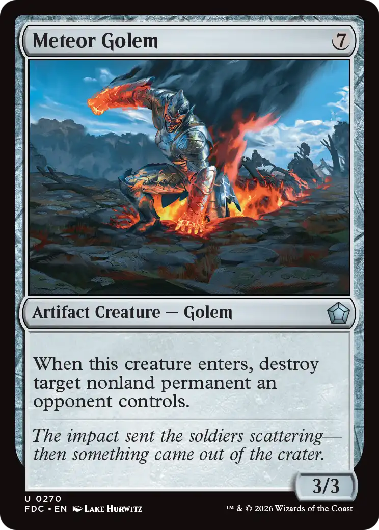 Meteor Golem - Uncommon Artifact Creature — Golem card from Foundations Commander