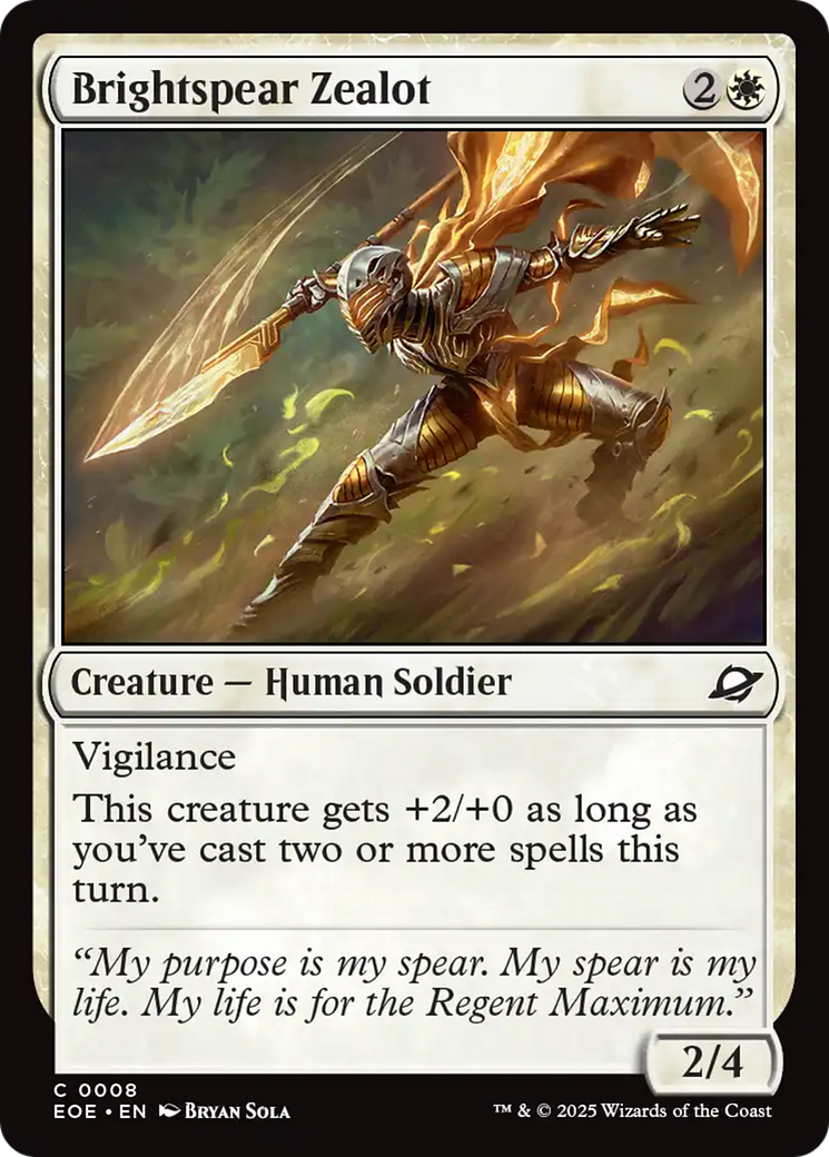 Brightspear Zealot - Common Creature — Human Soldier card from Edge of Eternities