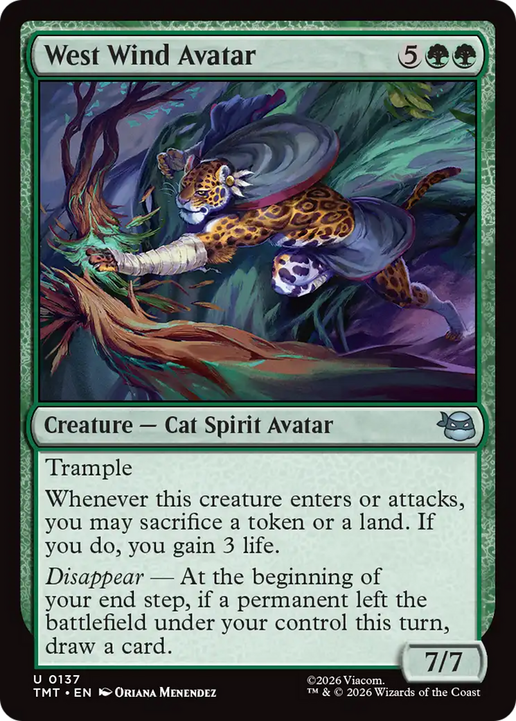 West Wind Avatar - Uncommon Creature — Cat Spirit Avatar card from Teenage Mutant Ninja Turtles
