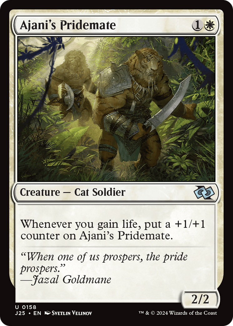 Ajani's Pridemate - Uncommon Creature — Cat Soldier card from Foundations Jumpstart