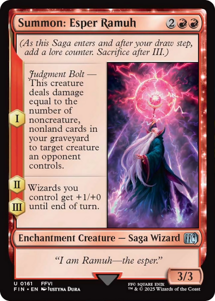 Summon: Esper Ramuh - Uncommon Enchantment Creature — Saga Wizard card from Final Fantasy