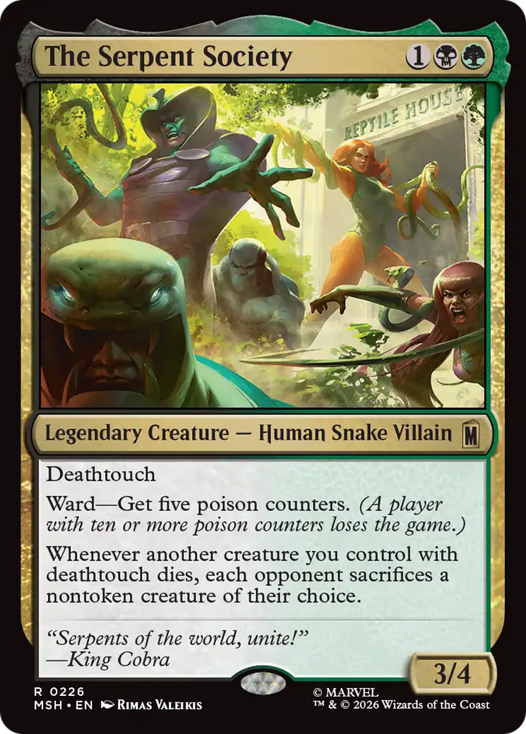 The Serpent Society - Rare Legendary Creature — Human Snake Villain card from Marvel Super Heroes