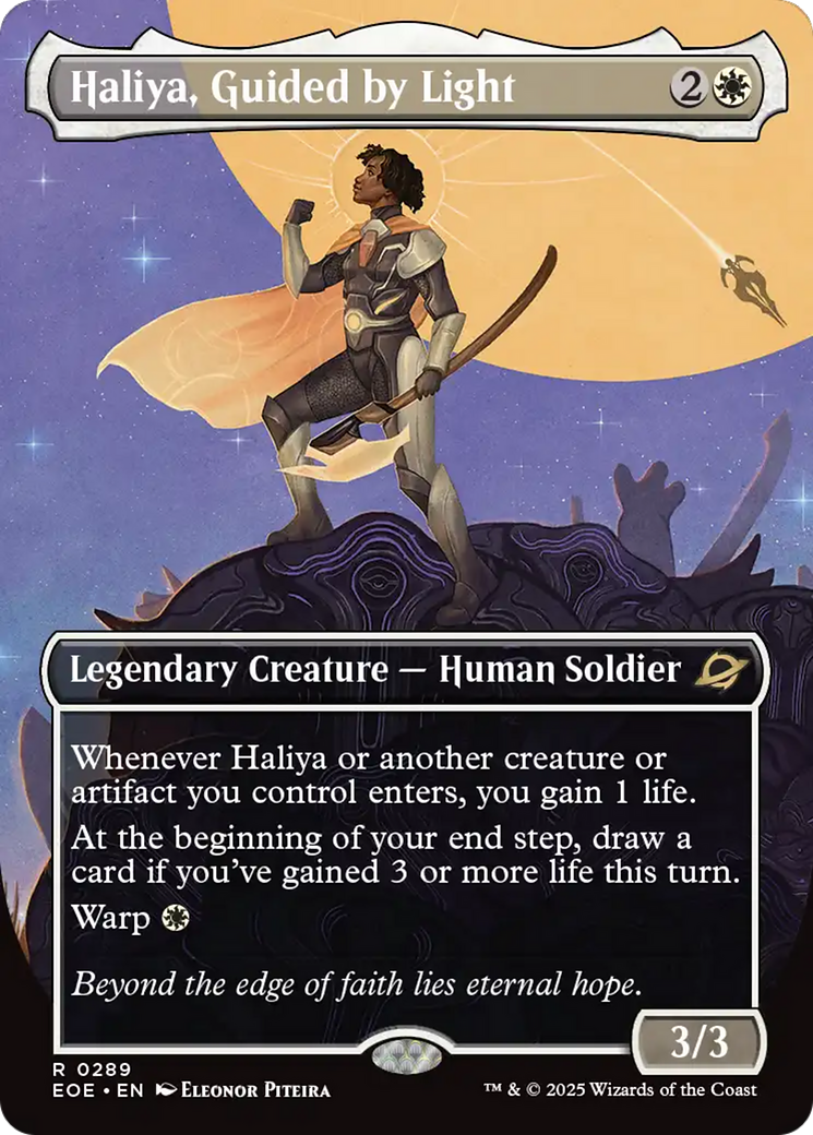 Haliya, Guided by Light - Rare Legendary Creature — Human Soldier card from Edge of Eternities