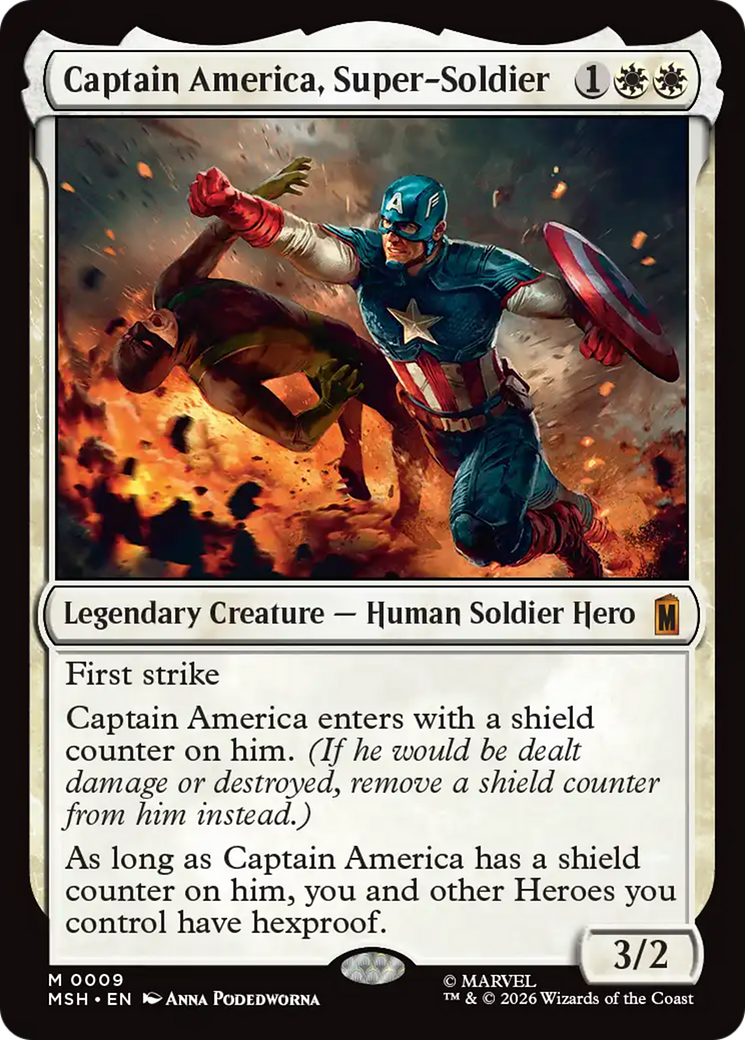 Captain America, Super-Soldier - Mythic Legendary Creature — Human Soldier Hero card from Marvel Super Heroes