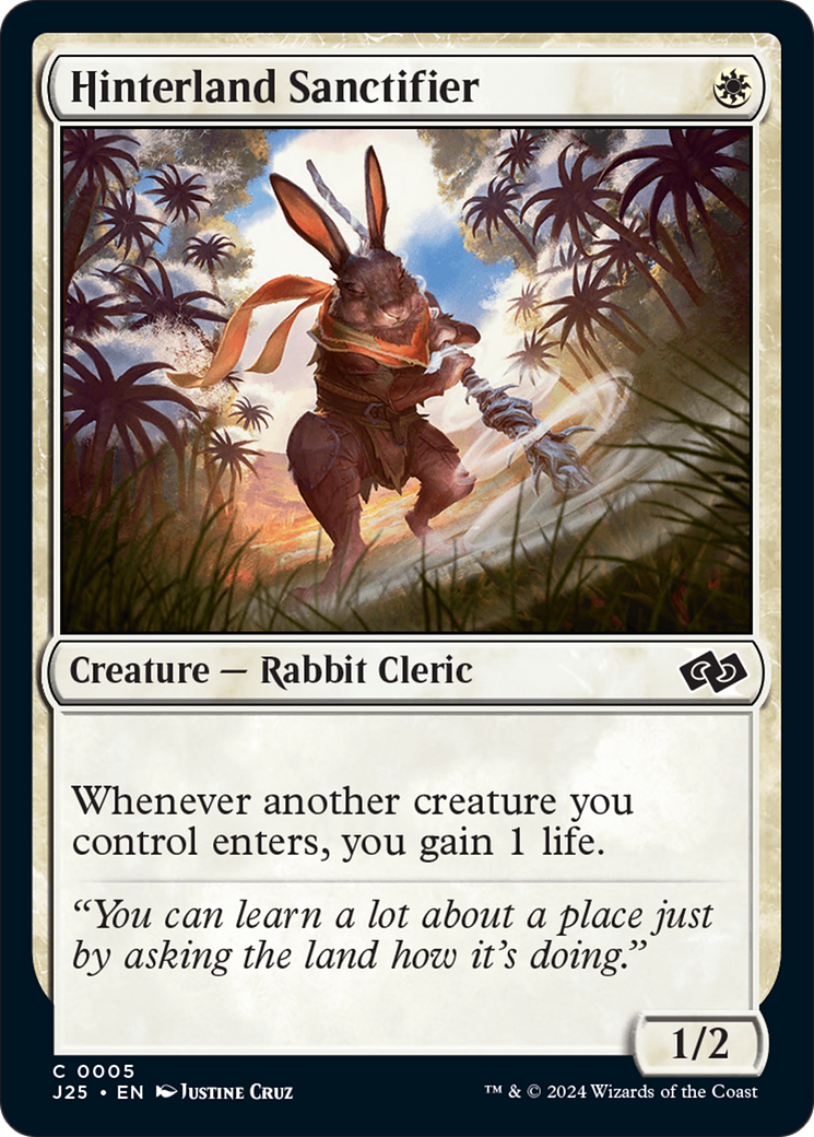 Hinterland Sanctifier - Common Creature — Rabbit Cleric card from Foundations Jumpstart