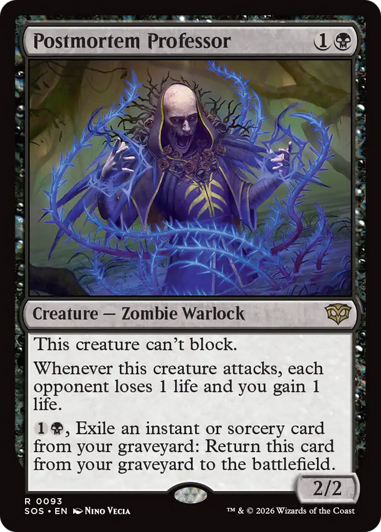 Postmortem Professor - Rare Creature — Zombie Warlock card from Secrets of Strixhaven