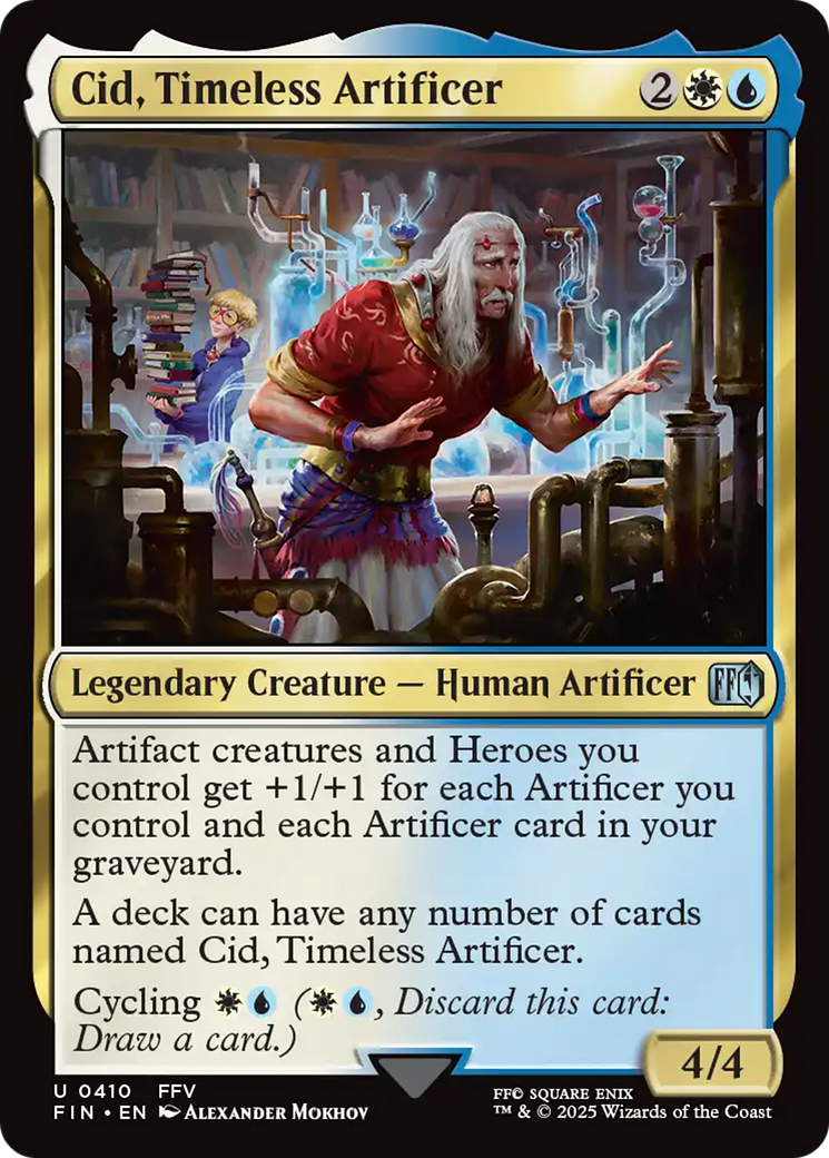 Cid, Timeless Artificer - Uncommon Legendary Creature — Human Artificer card from Final Fantasy