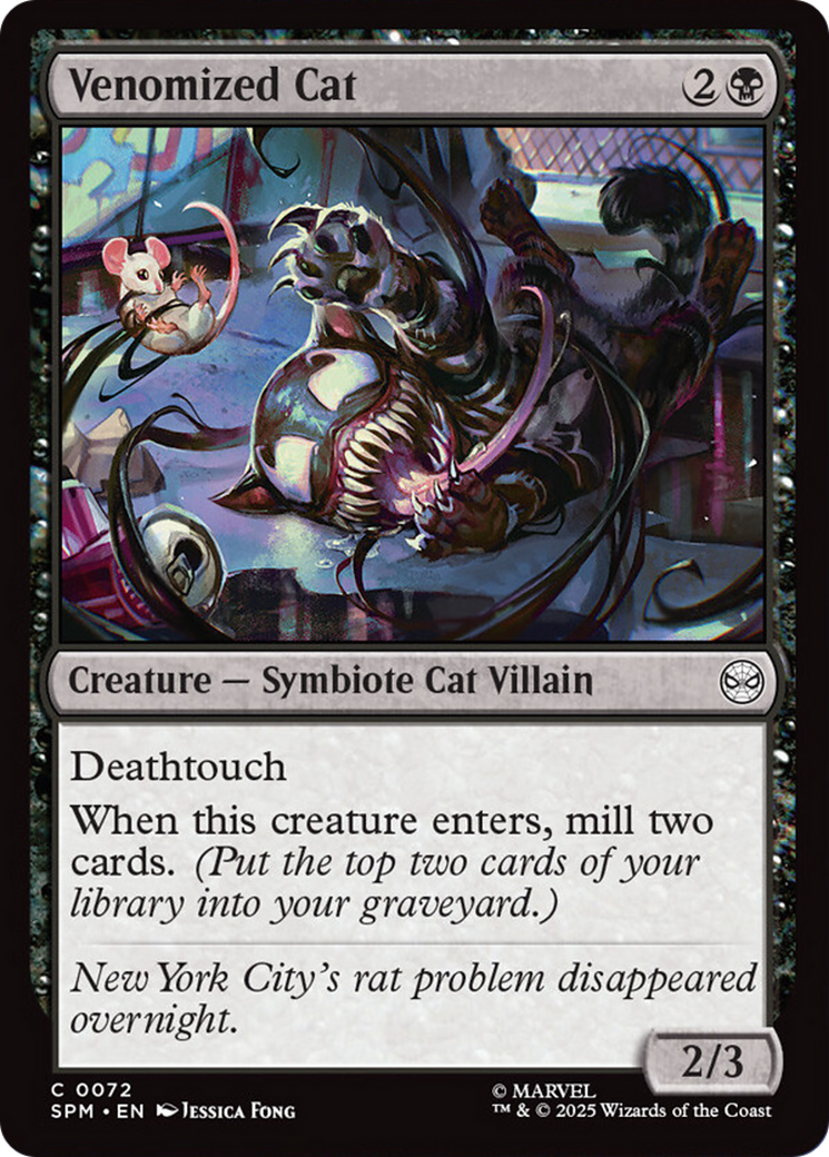 Venomized Cat - Common Creature — Symbiote Cat Villain card from Marvel's Spider-Man