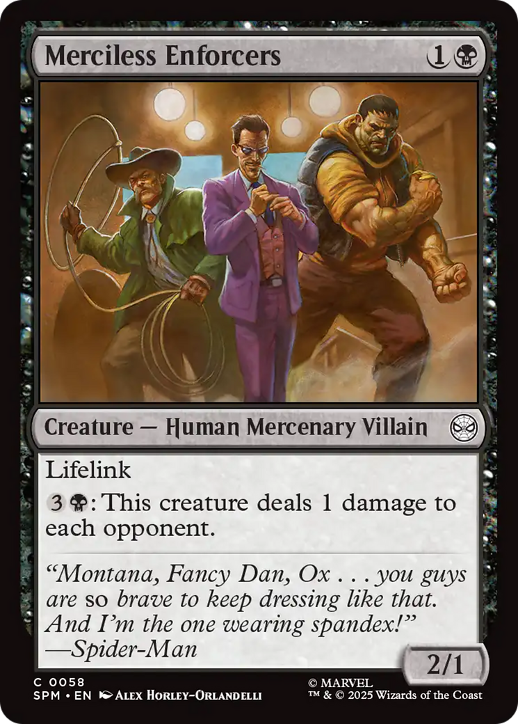 Merciless Enforcers - Common Creature — Human Mercenary Villain card from Marvel's Spider-Man