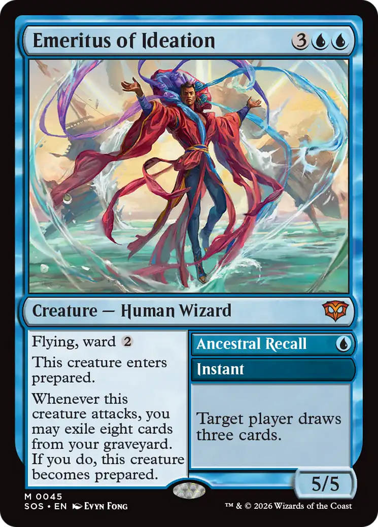 Emeritus of Ideation // Ancestral Recall - Mythic Creature — Human Wizard card from Secrets of Strixhaven