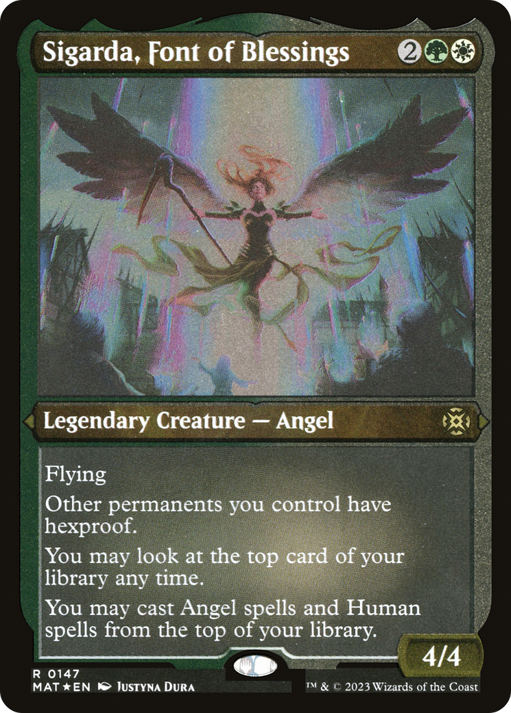 Sigarda, Font of Blessings - Rare Legendary Creature — Angel card from March of the Machine: The Aftermath
