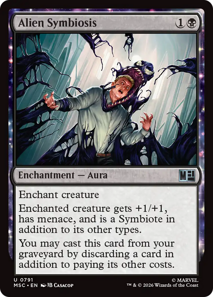 Alien Symbiosis - Uncommon Enchantment — Aura card from Marvel Super Heroes Commander