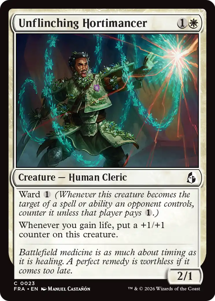 Unflinching Hortimancer - Common Creature — Human Cleric card from Reality Fracture