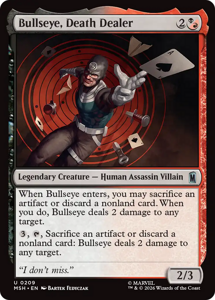 Bullseye, Death Dealer - Uncommon Legendary Creature — Human Assassin Villain card from Marvel Super Heroes