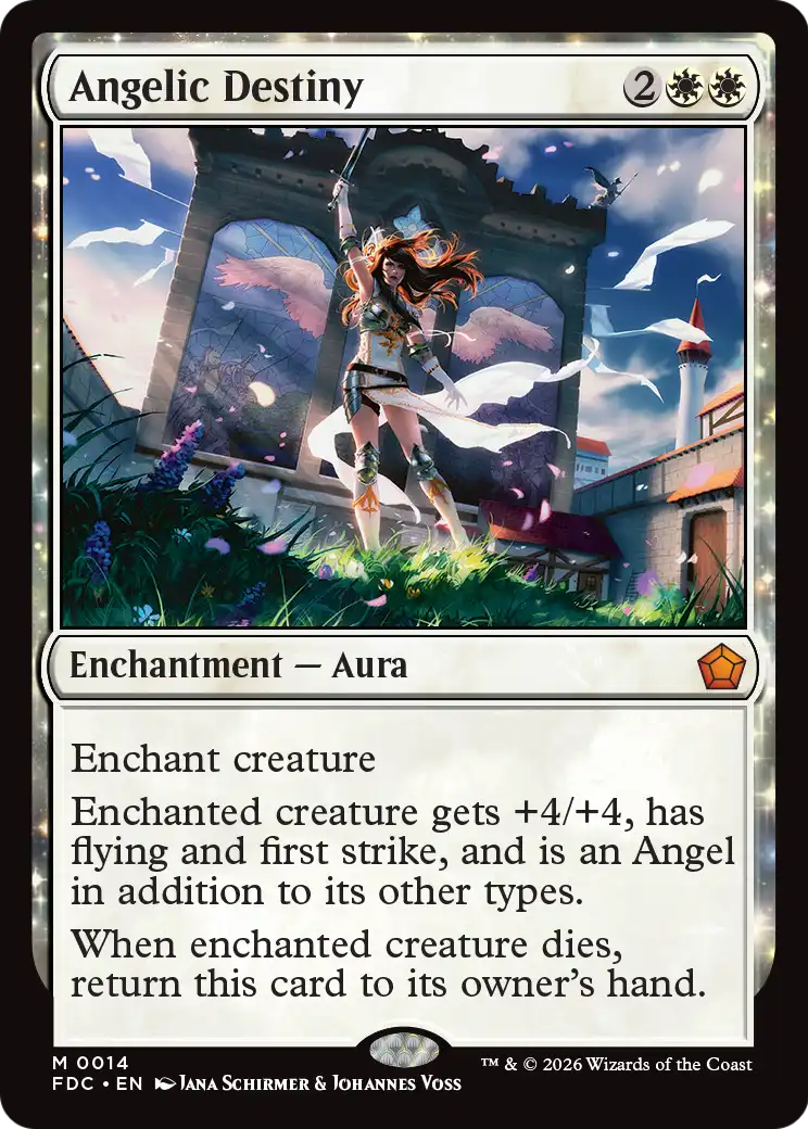 Angelic Destiny - Mythic Enchantment — Aura card from Foundations Commander