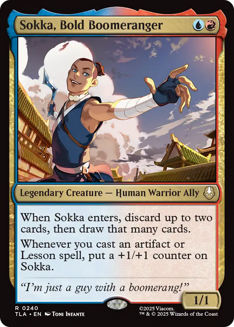 Sokka, Bold Boomeranger - Rare Legendary Creature — Human Warrior Ally card from Avatar: The Last Airbender